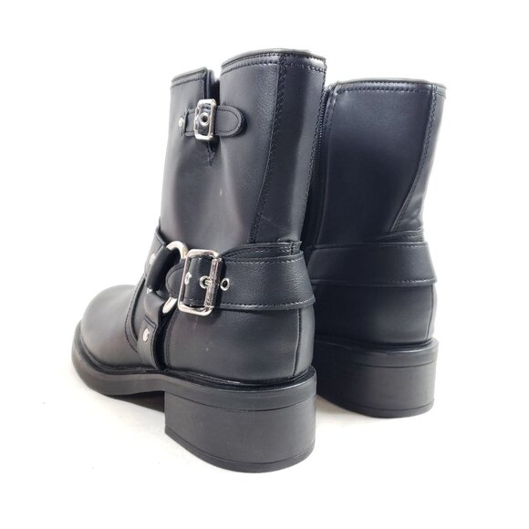 Womens Size 10 Black Harness Ankle Boots Black Faux Leather - Picture 5 of 9